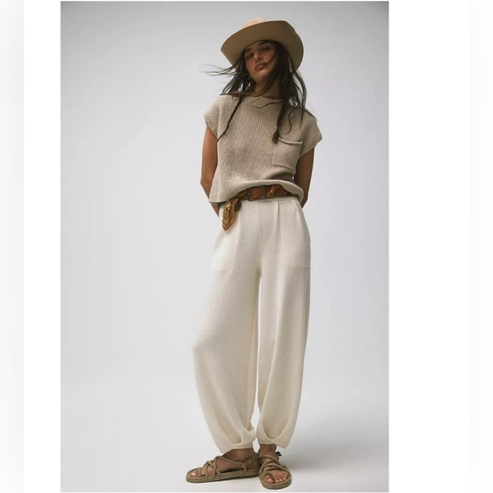 FREE PEOPLE BEACH Freya Knit Pants – Balloon Tapered Wide Leg | XS
